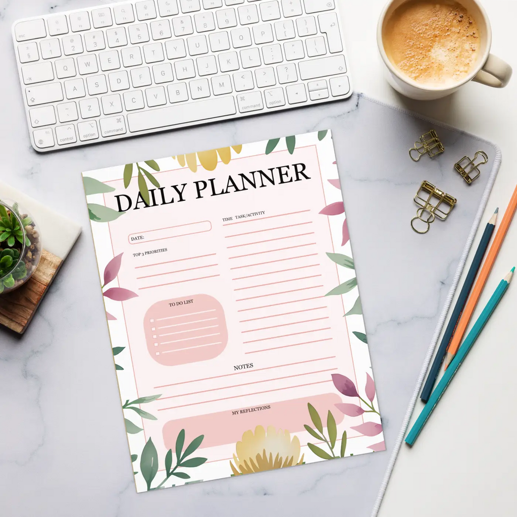Stylish Daily Planner Notepad - Chic Typography Design - DipaliZ