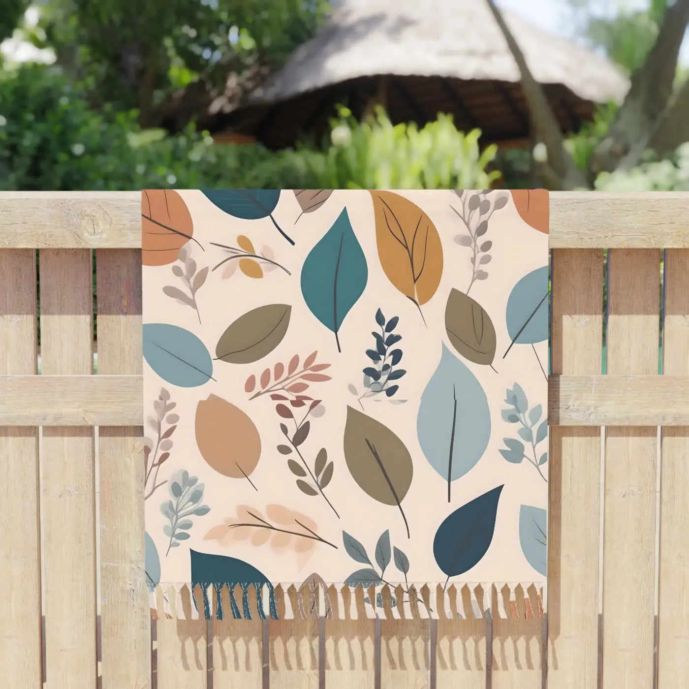 Boho Beach Cloth - Leaves Pattern Outdoor Blanket - DipaliZ