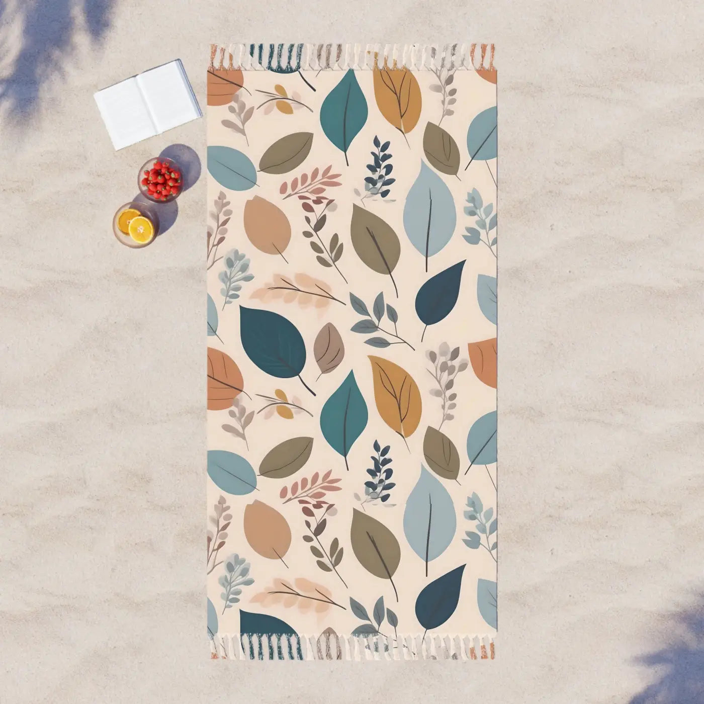 Boho Beach Cloth - Leaves Pattern Outdoor Blanket - DipaliZ