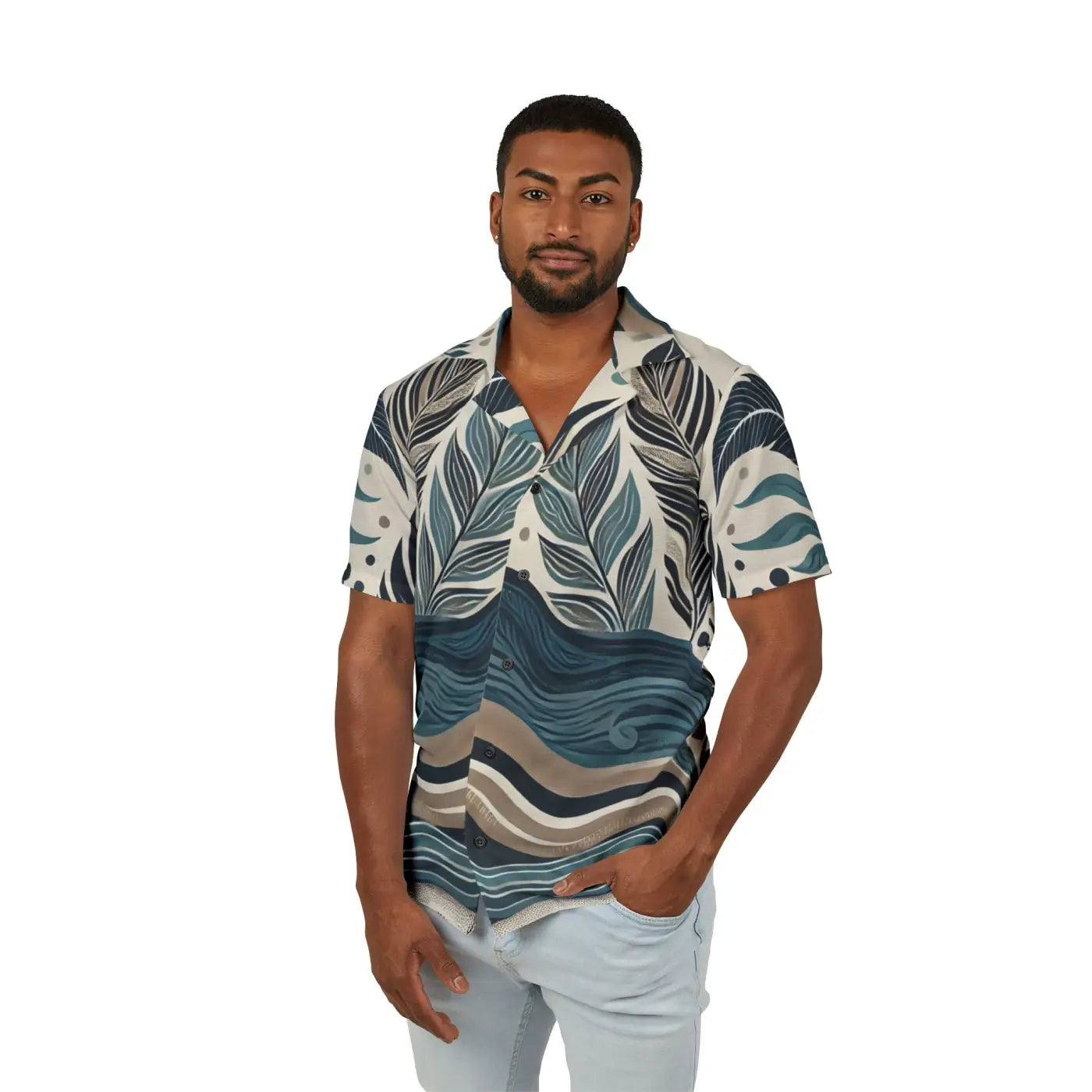 Hawaiian Camp Shirt - Wave Prints Summer Vibes - DipaliZ