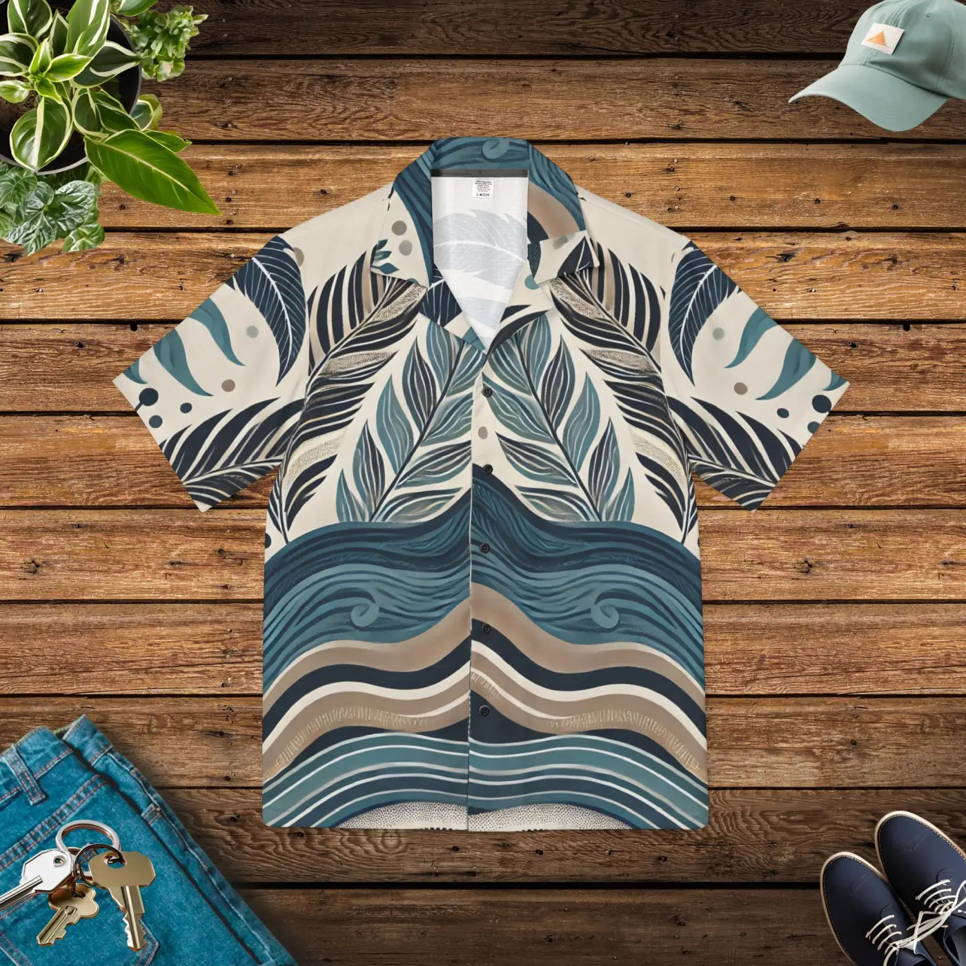 Hawaiian Camp Shirt - Wave Prints Summer Vibes - DipaliZ