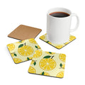Sunny Lemon Slices Corkwood Coaster Set - Fresh Design - DipaliZ