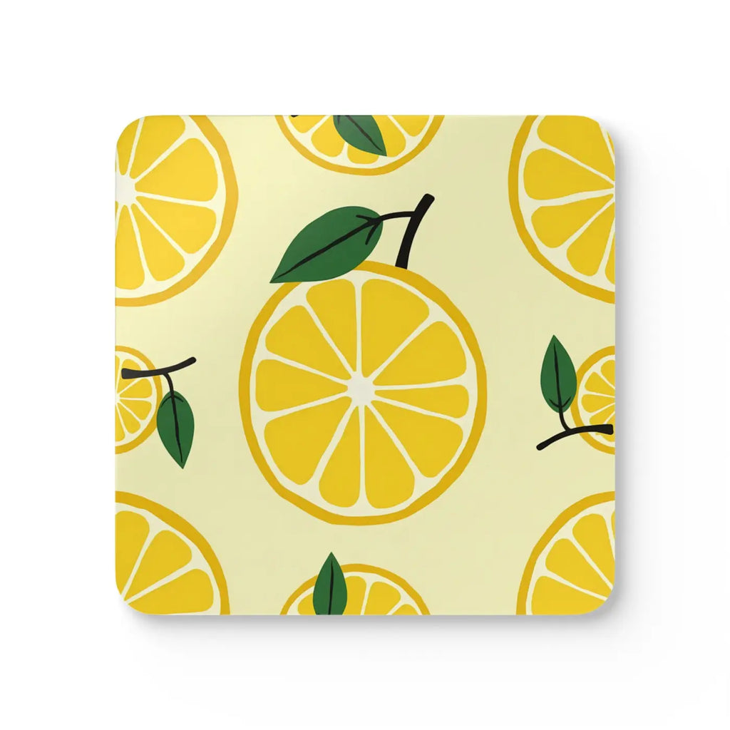 Sunny Lemon Slices Corkwood Coaster Set - Fresh Design - DipaliZ