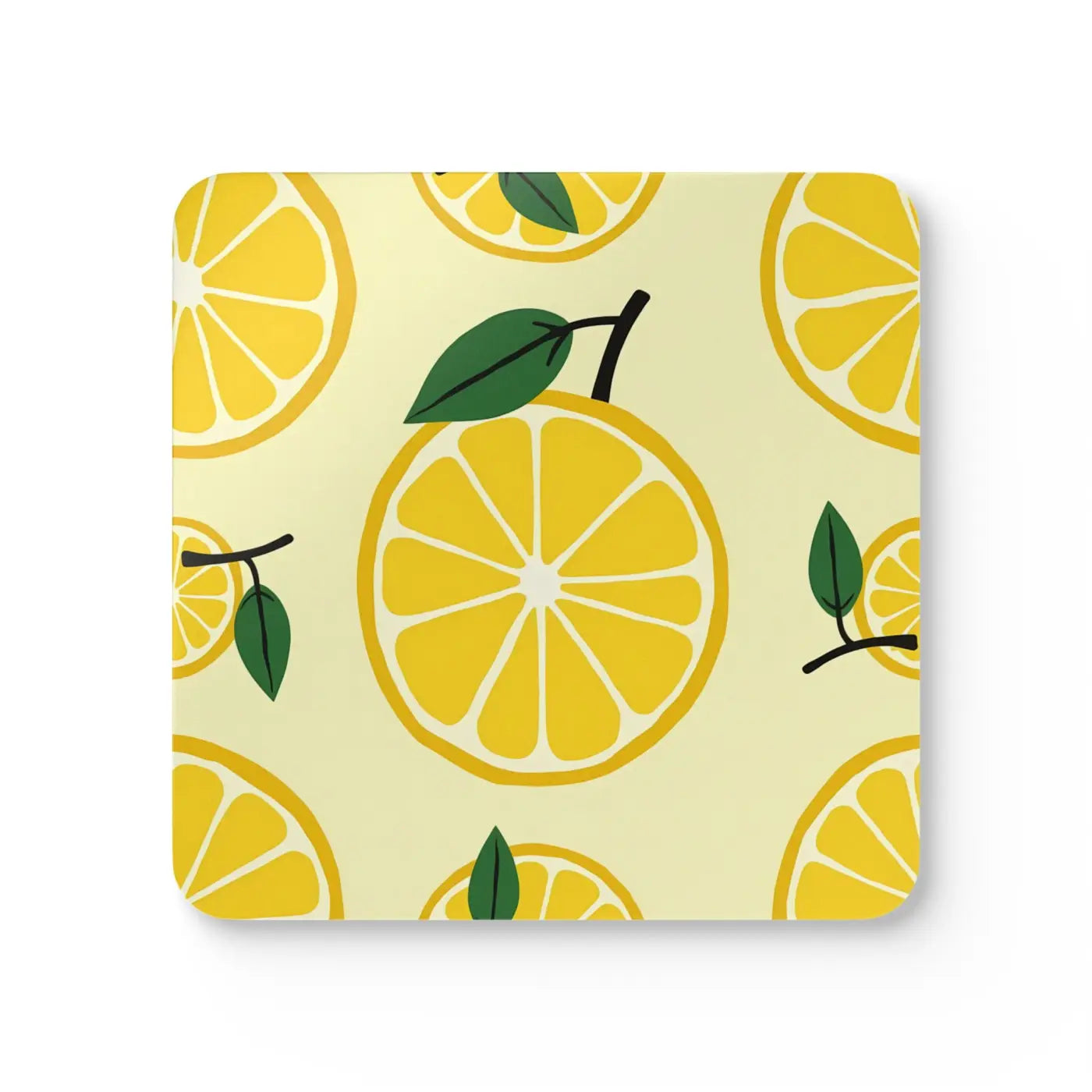 Sunny Lemon Slices Corkwood Coaster Set - Fresh Design - DipaliZ