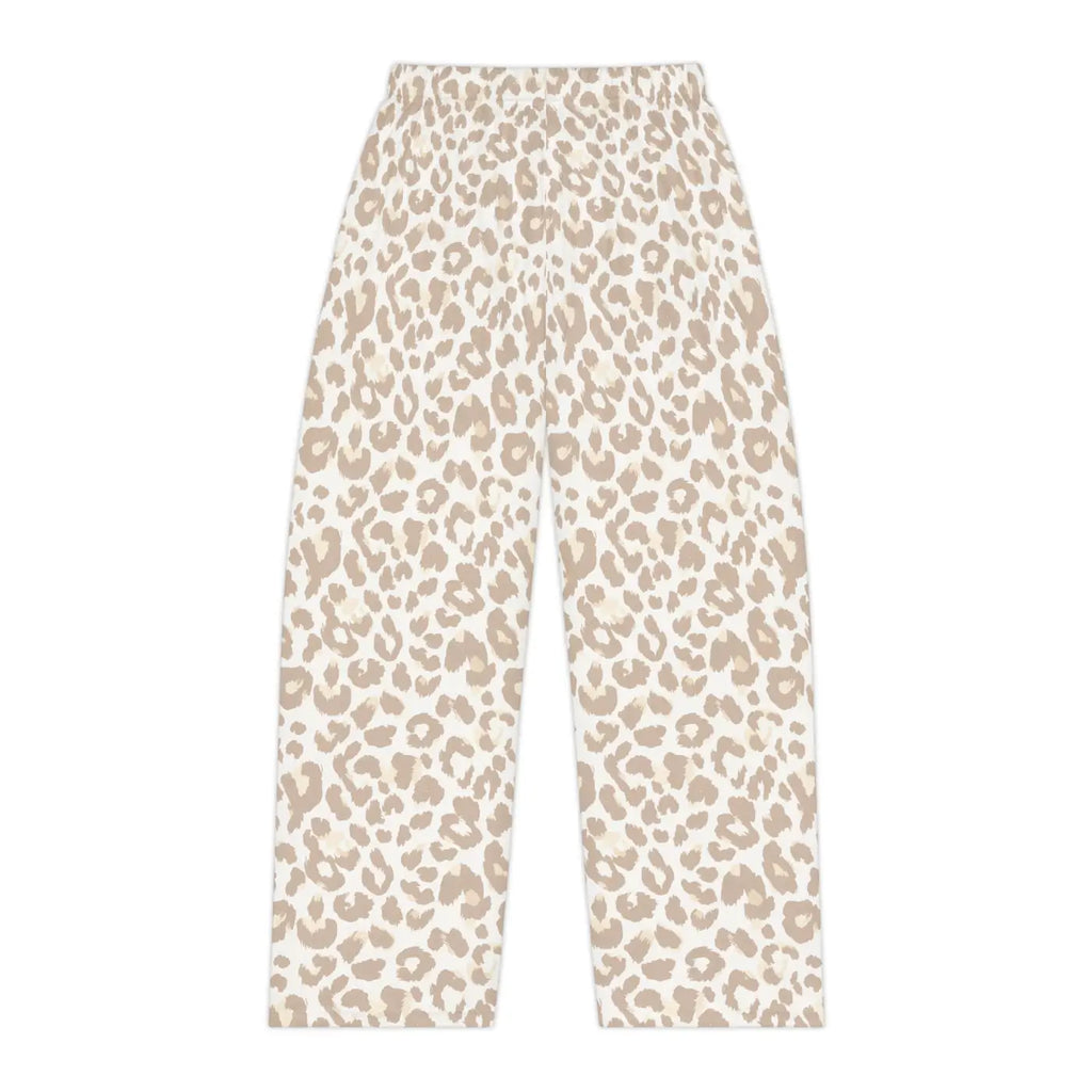 Leopard Print Pajama Pants - Beige Cozy Lounge Sleepwear - DipaliZ