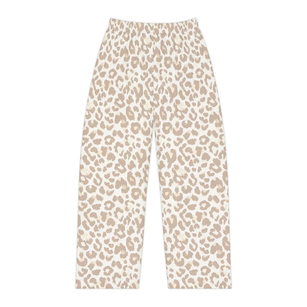 Leopard Print Pajama Pants - Beige Cozy Lounge Sleepwear - DipaliZ