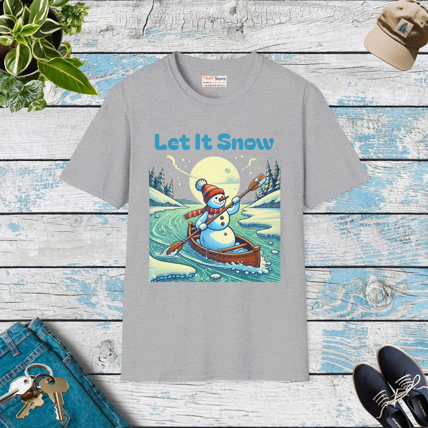 Unisex Softstyle Snowman Tee - Winter Eco-Friendly Gift - DipaliZ