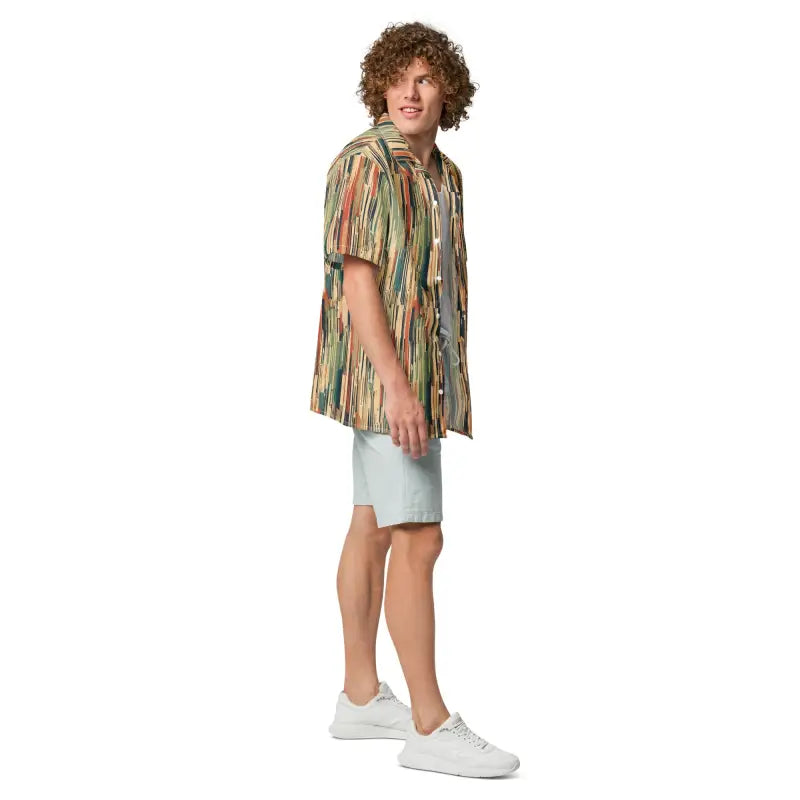 Stripes Unisex Button Shirt - Multicolored Eco Style - DipaliZ