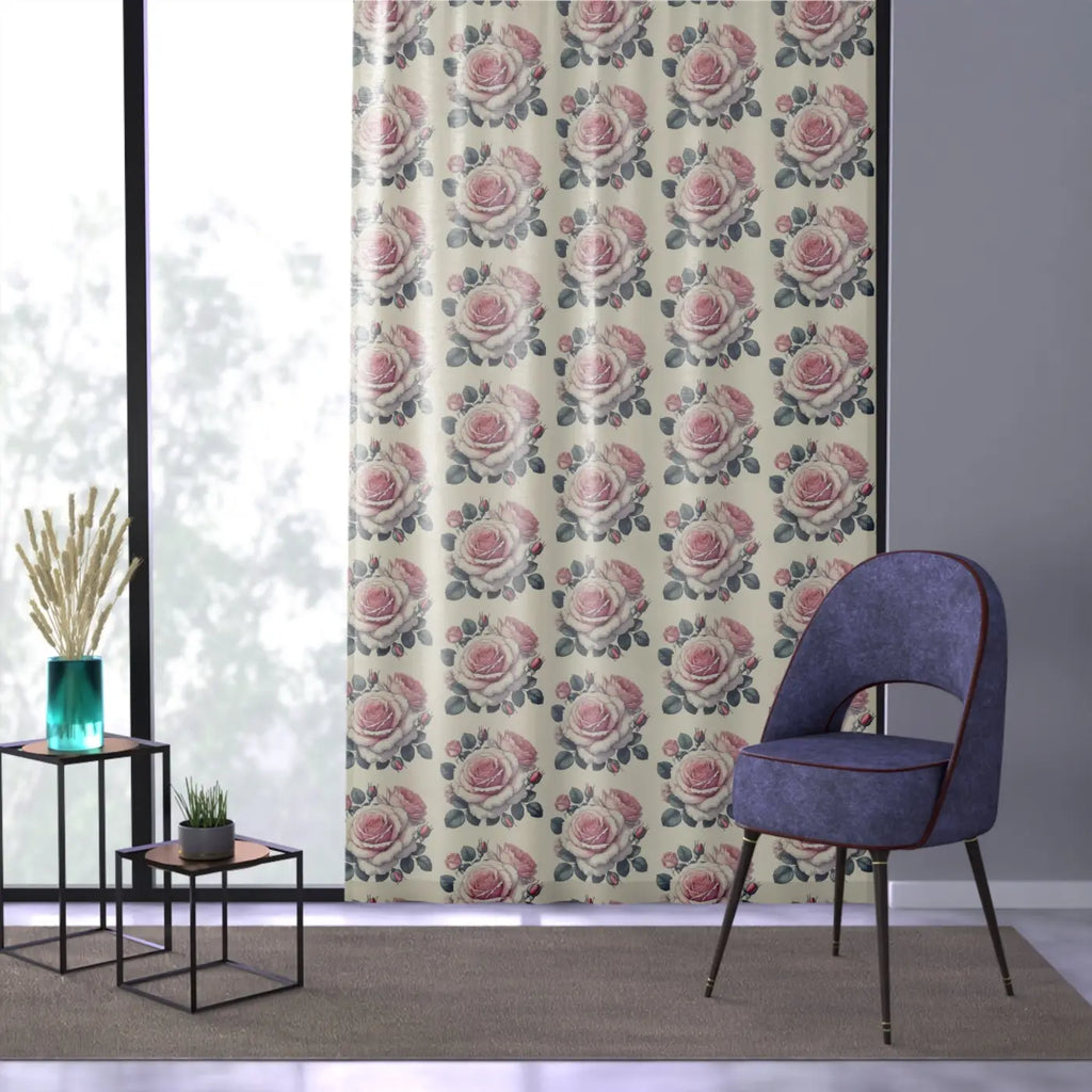 Chic Pink Roses Curtains - Elegant Home Decor - DipaliZ