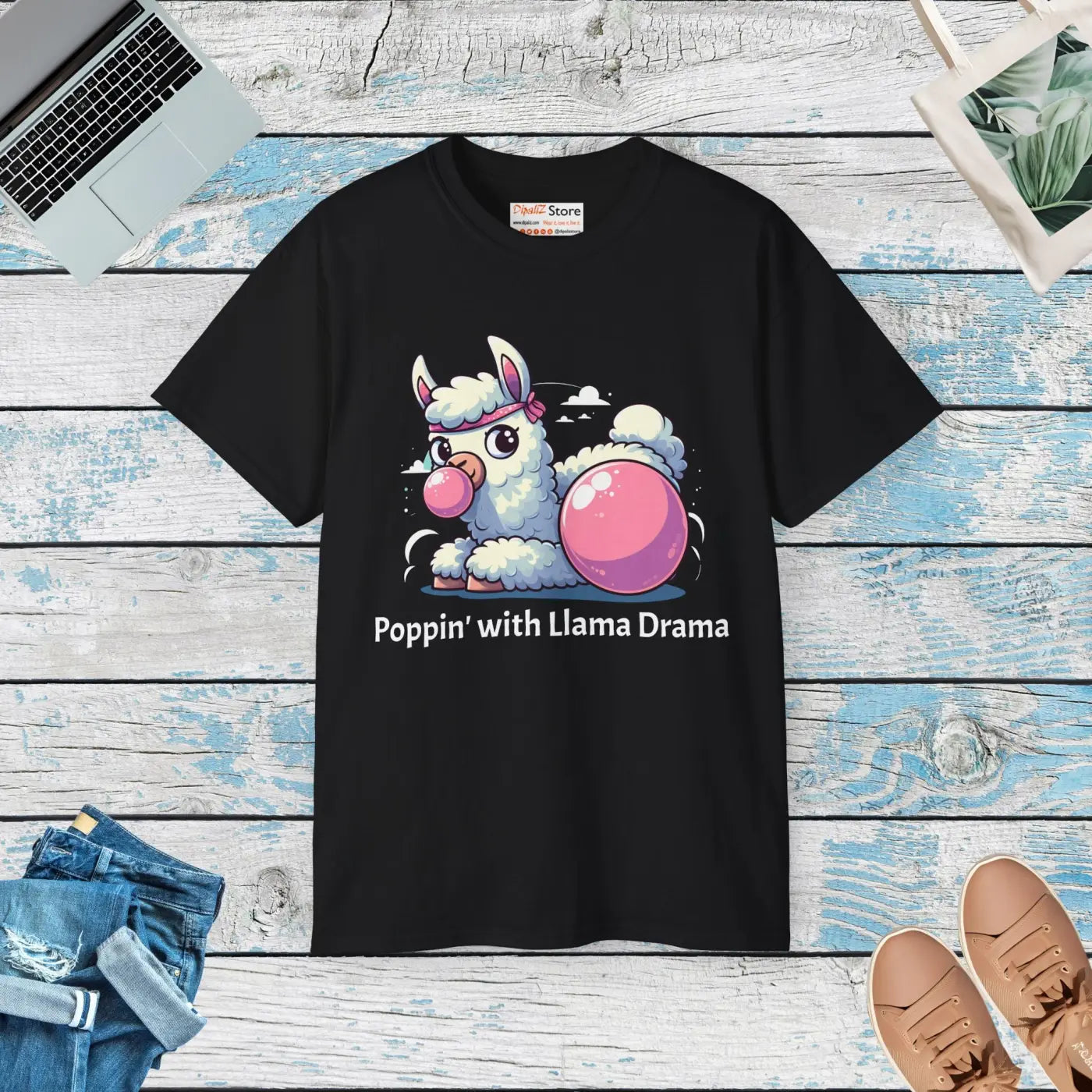 Llama Drama Ultra Cotton Tee - Whimsical Women's Top - DipaliZ