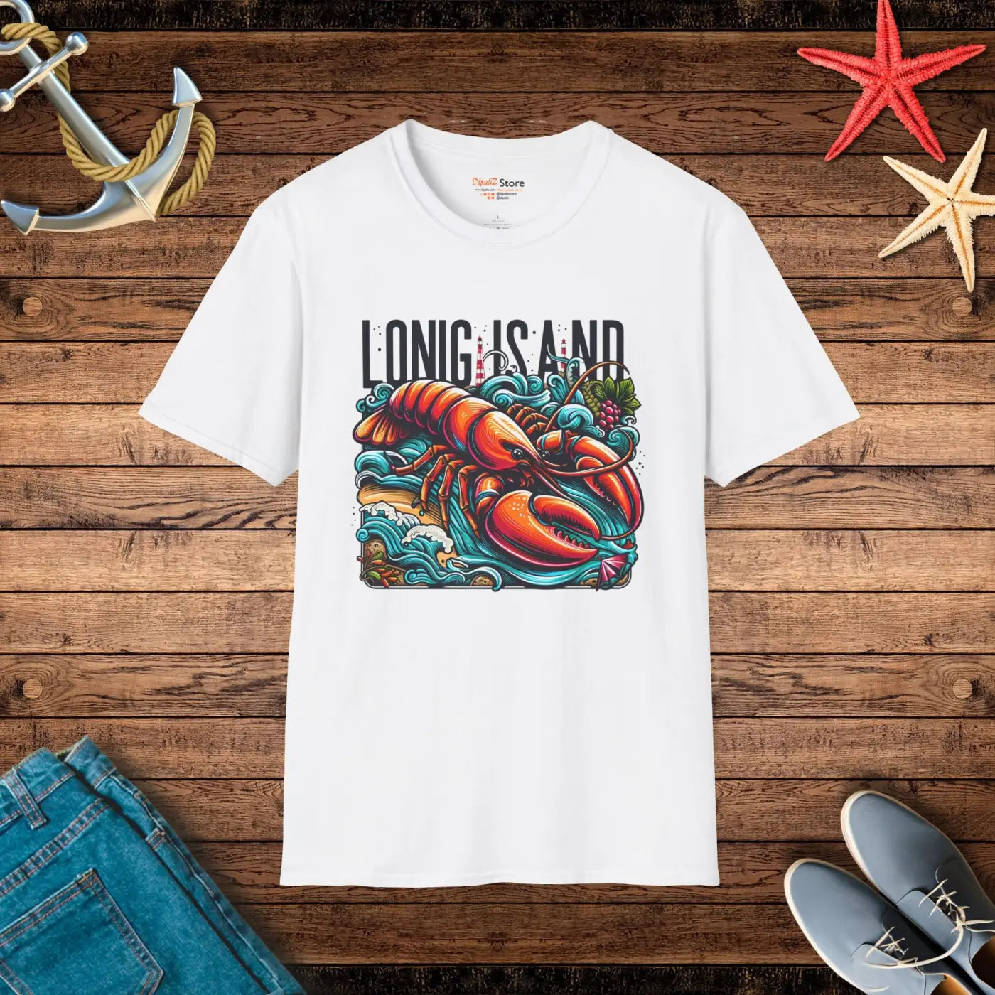 Lobster with Long Island Fisherman Tee - Unisex Comfort - DipaliZ