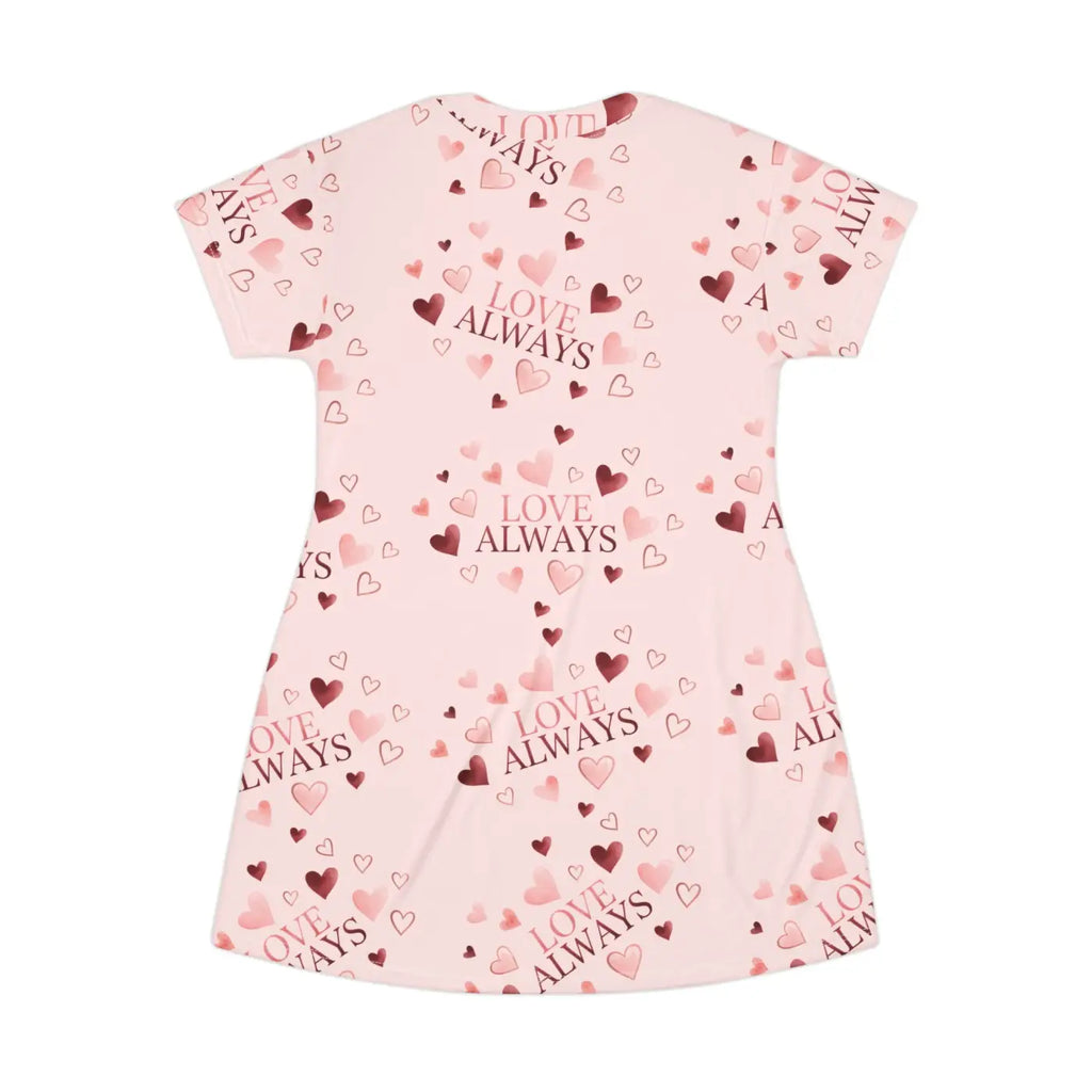 Heart Print Day Dress - Self-Fabric Binding Detail - DipaliZ