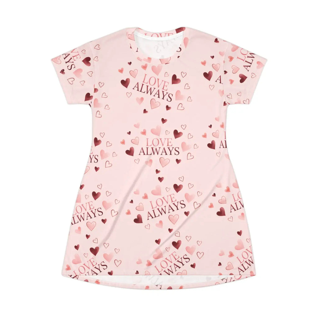 Heart Print Day Dress - Self-Fabric Binding Detail - DipaliZ