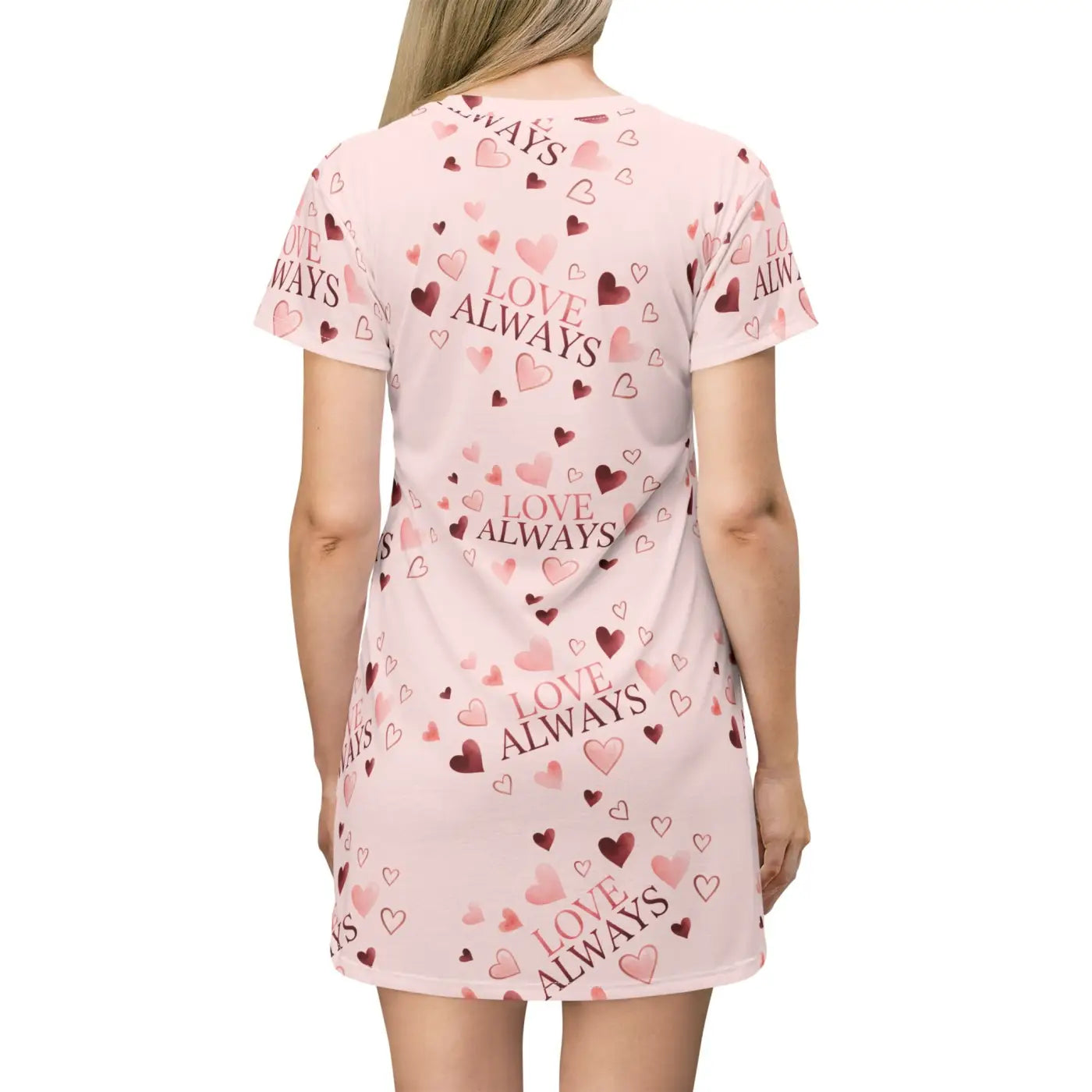 Heart Print Day Dress - Self-Fabric Binding Detail - DipaliZ