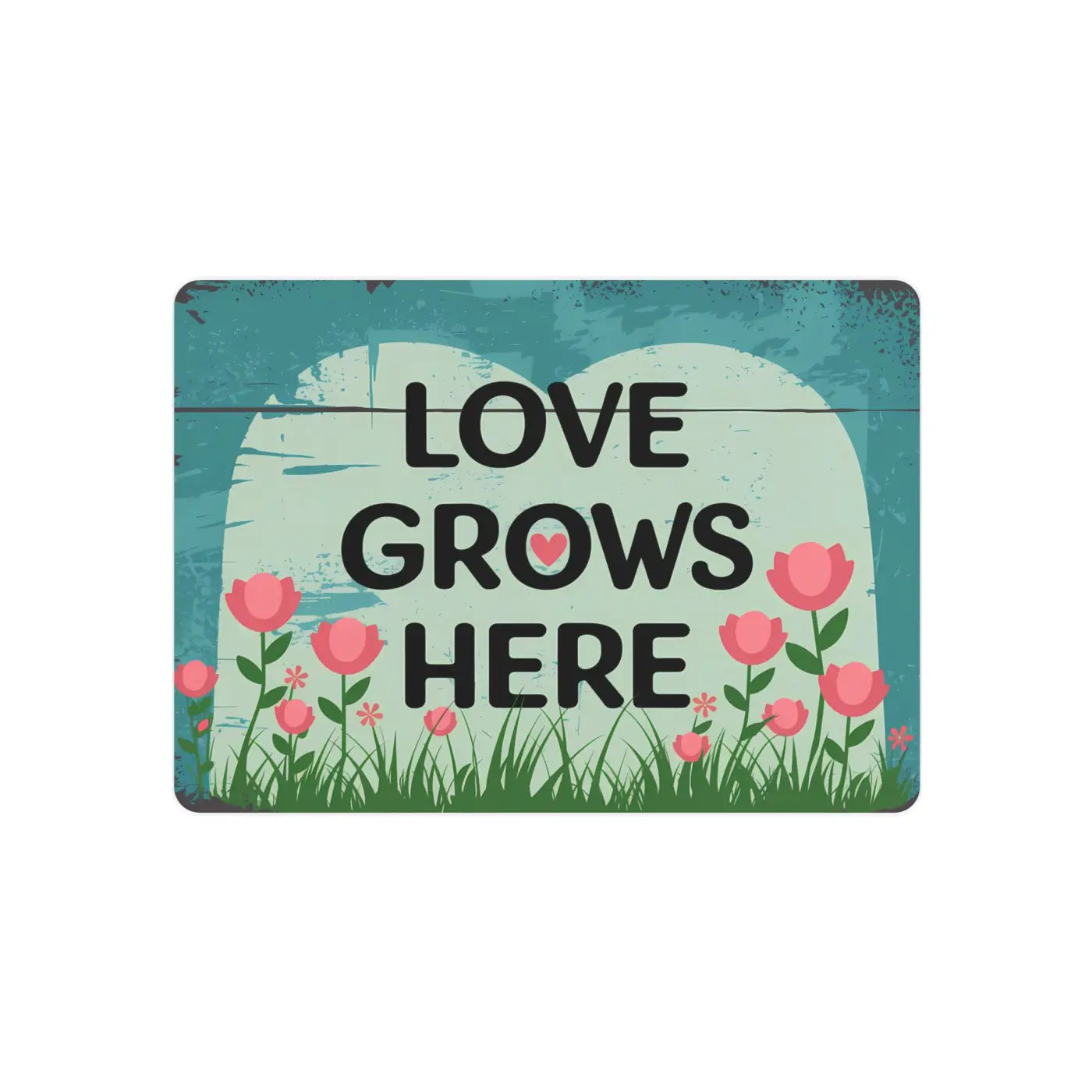 Love Grows Here Vintage Metal Art Sign - White Aluminum - DipaliZ