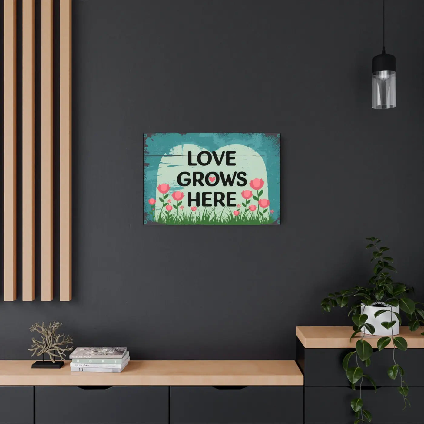 Love Grows Here Vintage Metal Art Sign - White Aluminum - DipaliZ