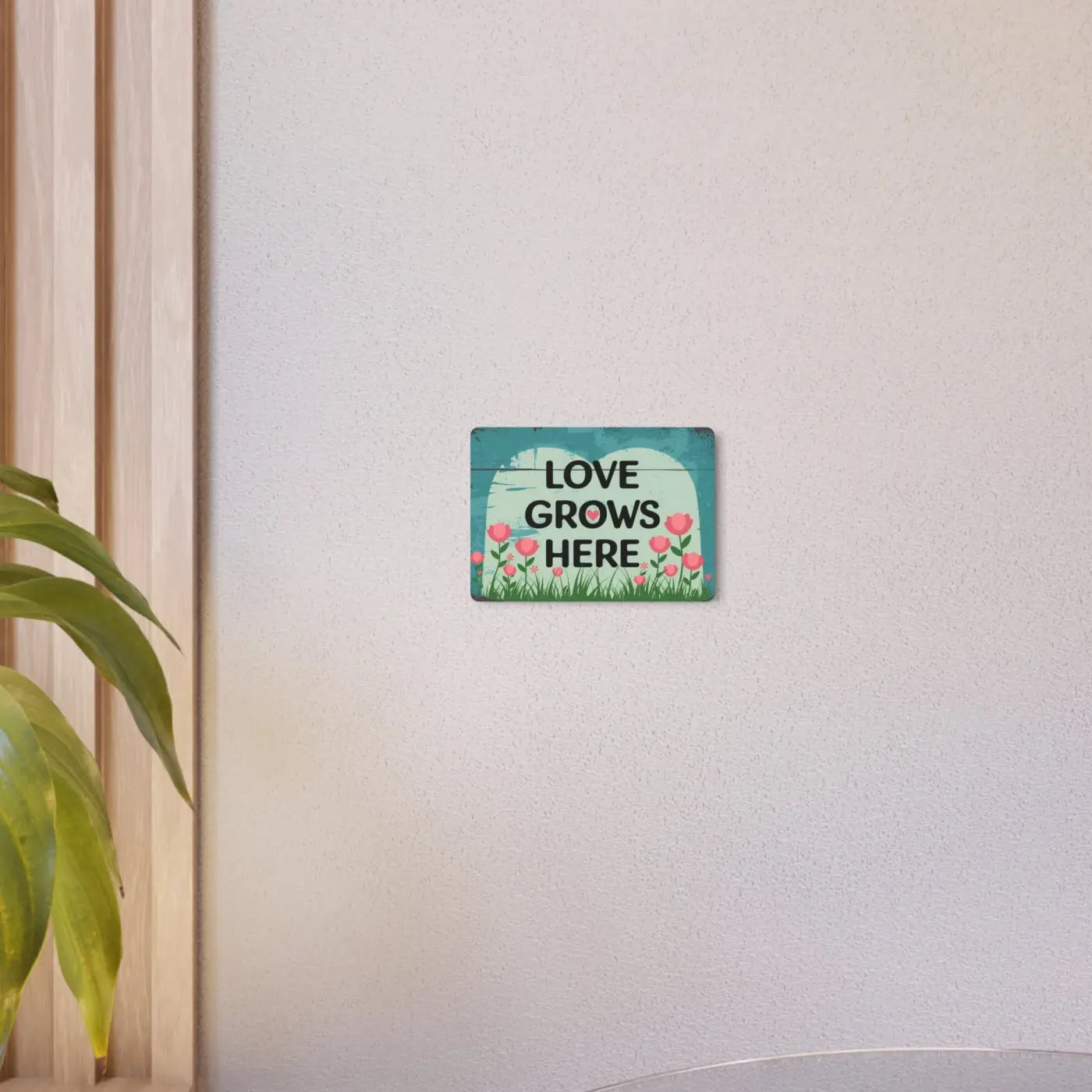Love Grows Here Vintage Metal Art Sign - White Aluminum - DipaliZ