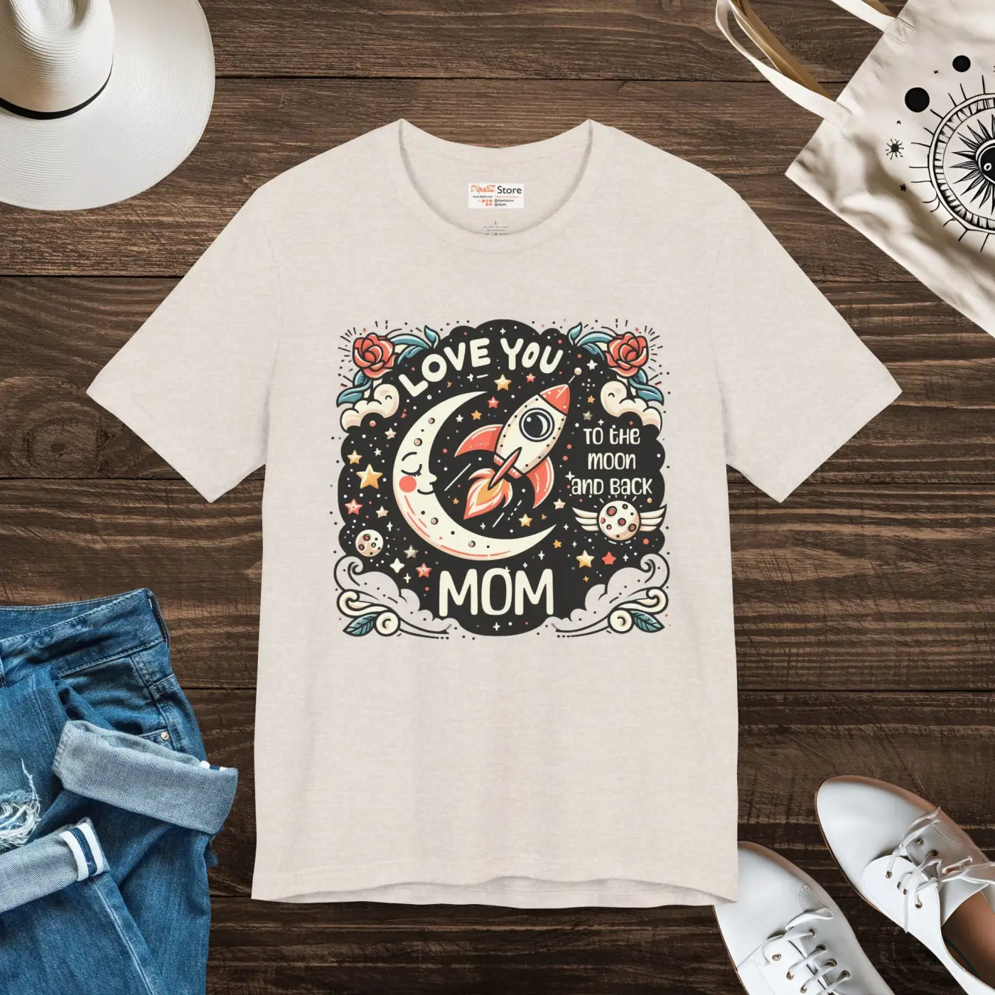 Mom Tee Short Sleeve Love Rocket Graphic Unisex Jersey - DipaliZ