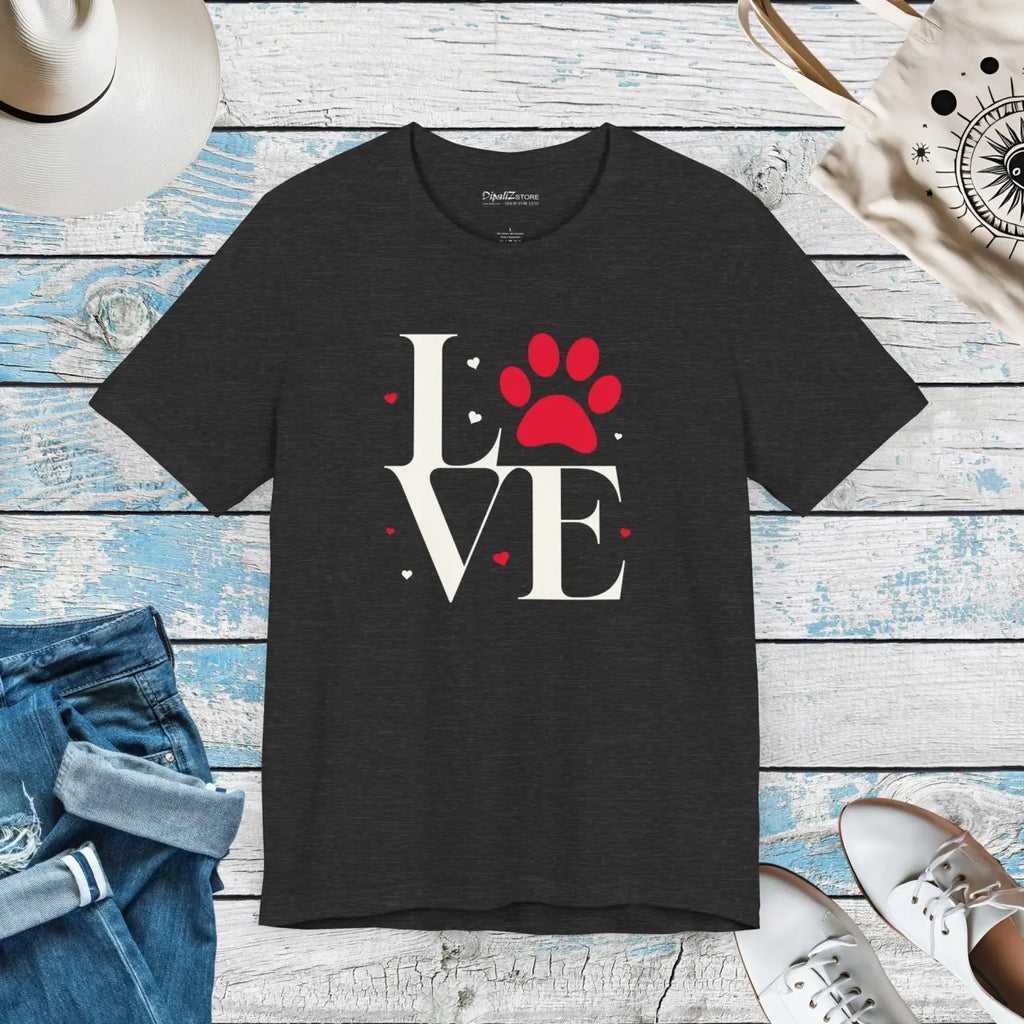 Love Paws Unisex Jersey Tee - Dog Lover Comfort - DipaliZ