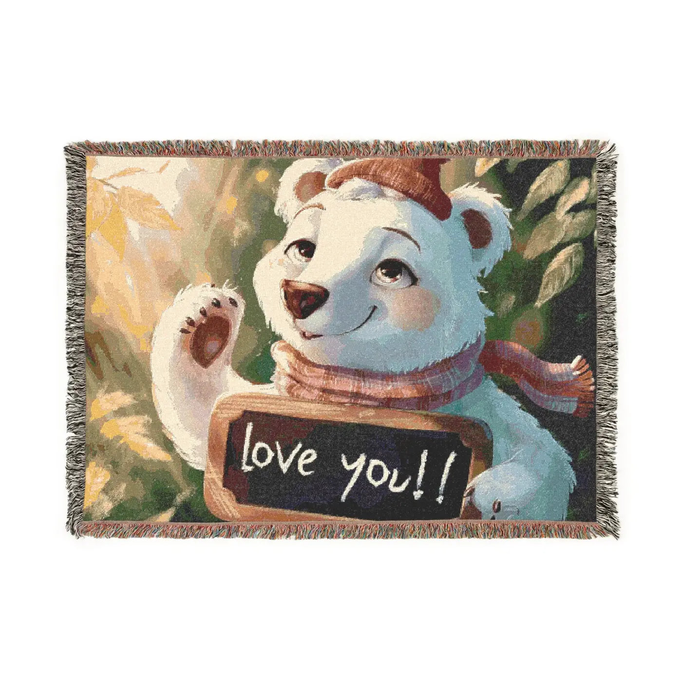 Snuggly Polar Bear Woven Blanket - Cozy Home Decor - DipaliZ