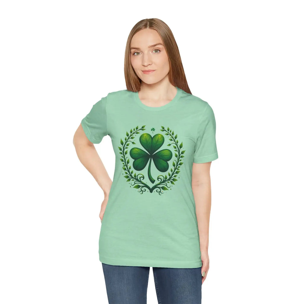 Irish Clover Short Sleeve Tee - Shamrock Print - DipaliZ