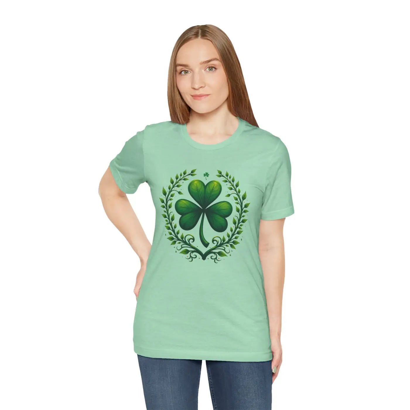 Irish Clover Short Sleeve Tee - Shamrock Print - DipaliZ