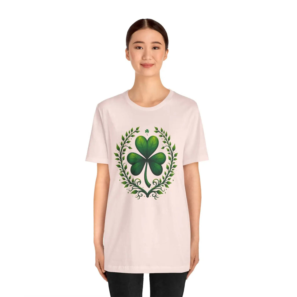 Irish Clover Short Sleeve Tee - Shamrock Print - DipaliZ