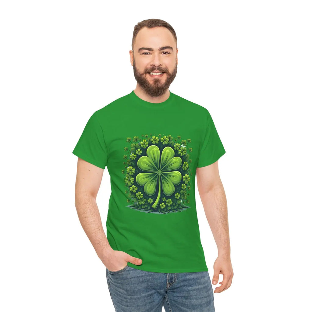 Lucky Clover Heavy Cotton Tee - Irish Magic Style - DipaliZ