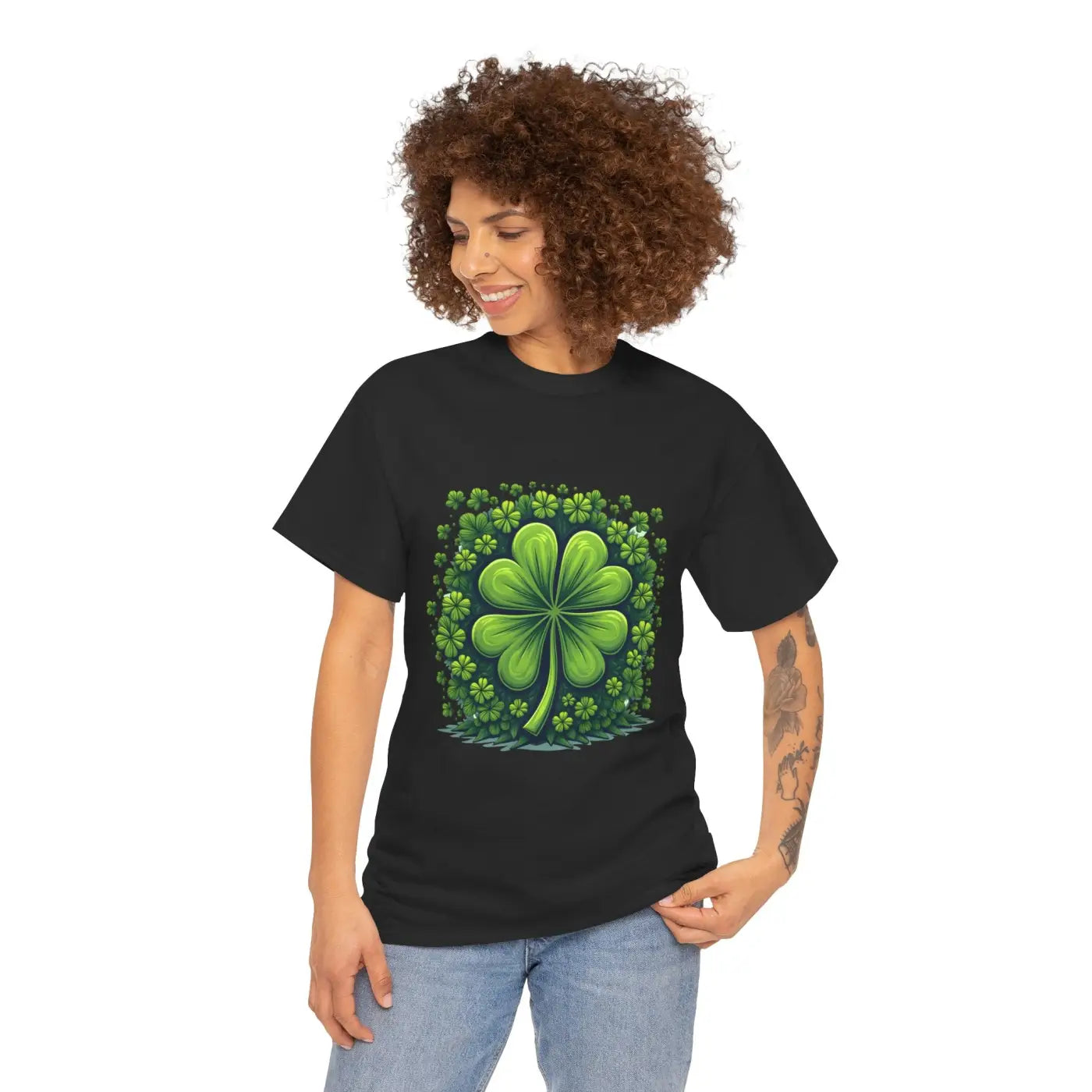 Lucky Clover Heavy Cotton Tee - Irish Magic Style - DipaliZ
