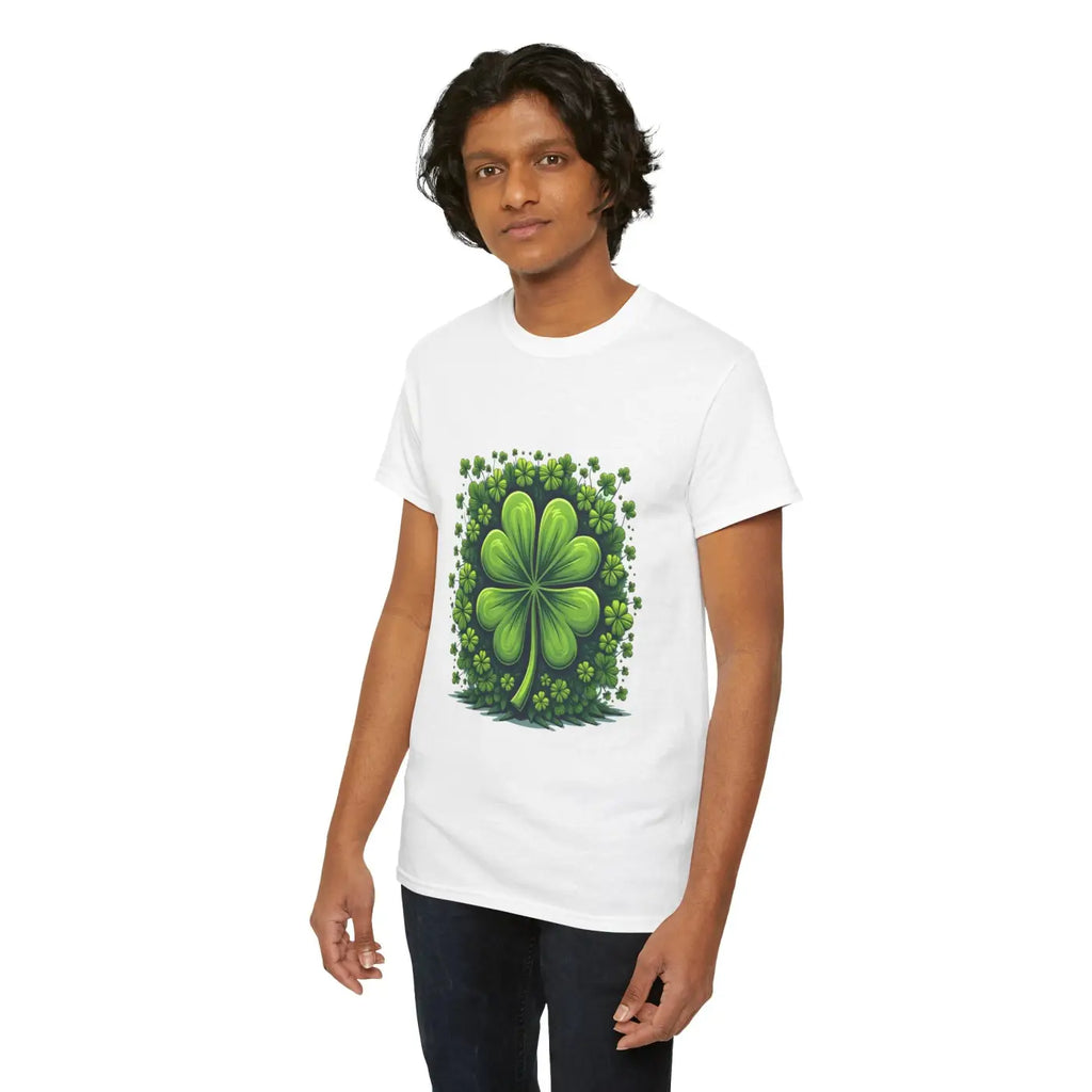 Lucky Clover Heavy Cotton Tee - Irish Magic Style - DipaliZ
