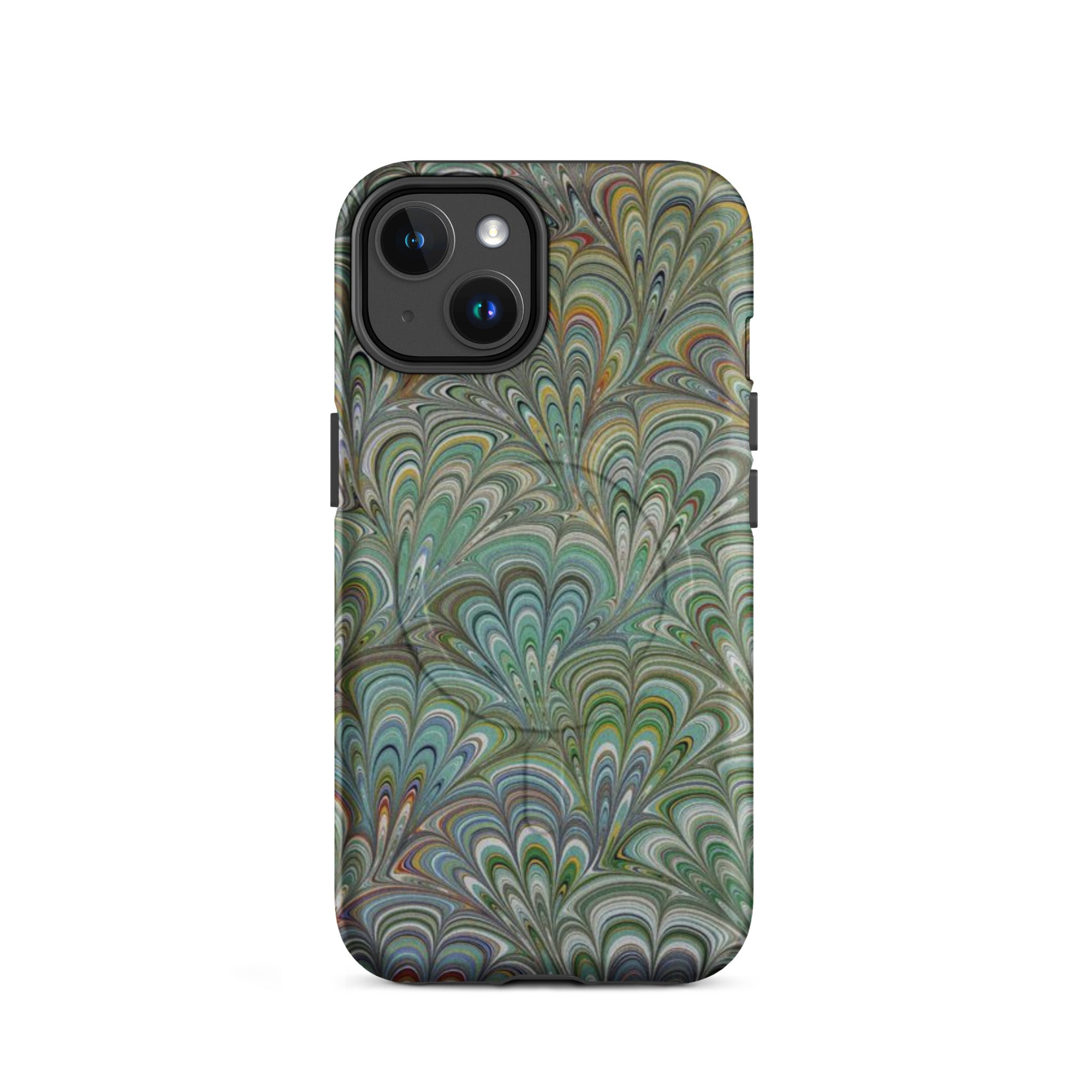 Green Peacock Marbled MagSafe® tough case for iPhone®