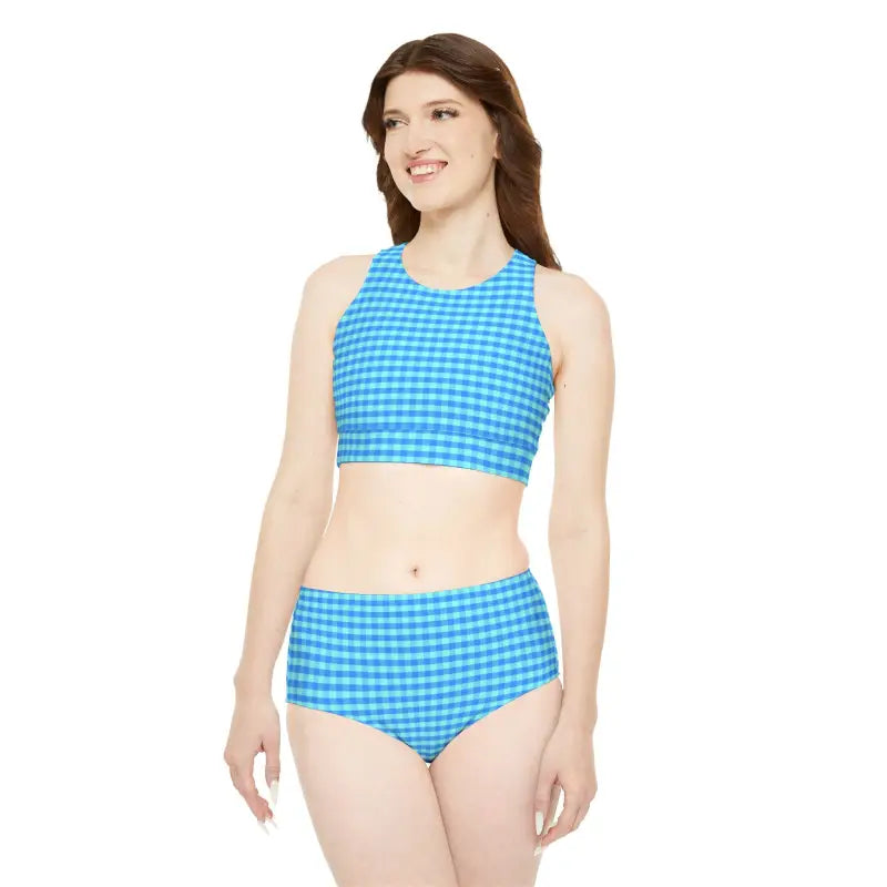 Blue Check Bikini Set - Unmatched Comfort Swimwear - DipaliZ