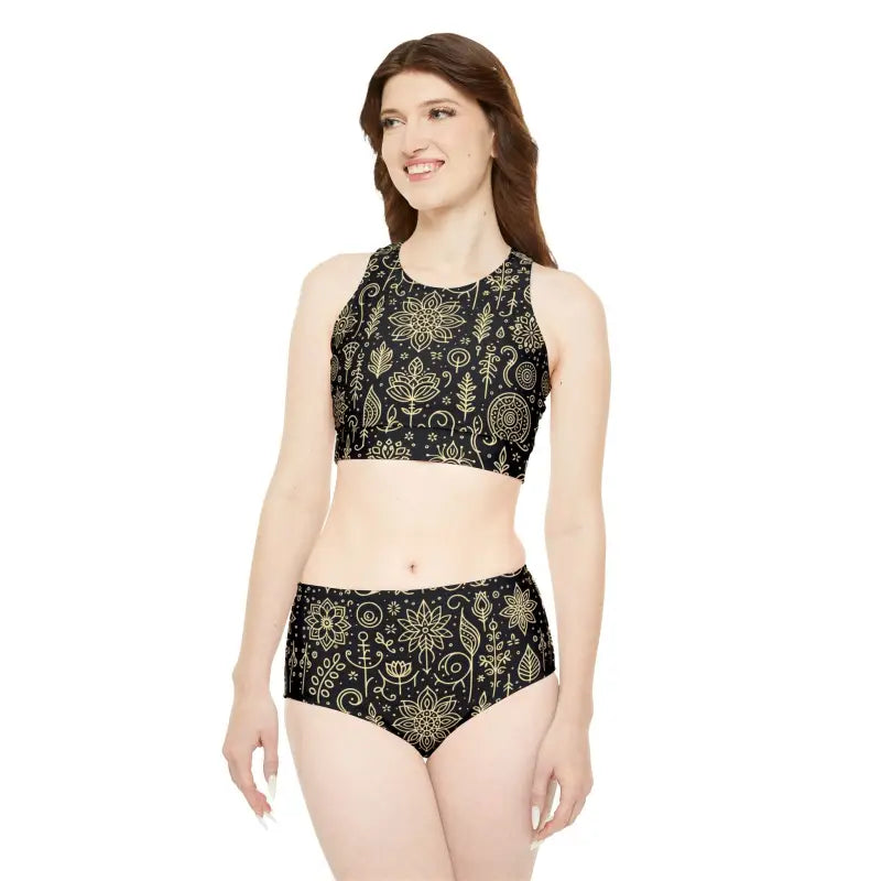 Floral Fitness Bikini - 4-Way Stretch Sporty Set - DipaliZ