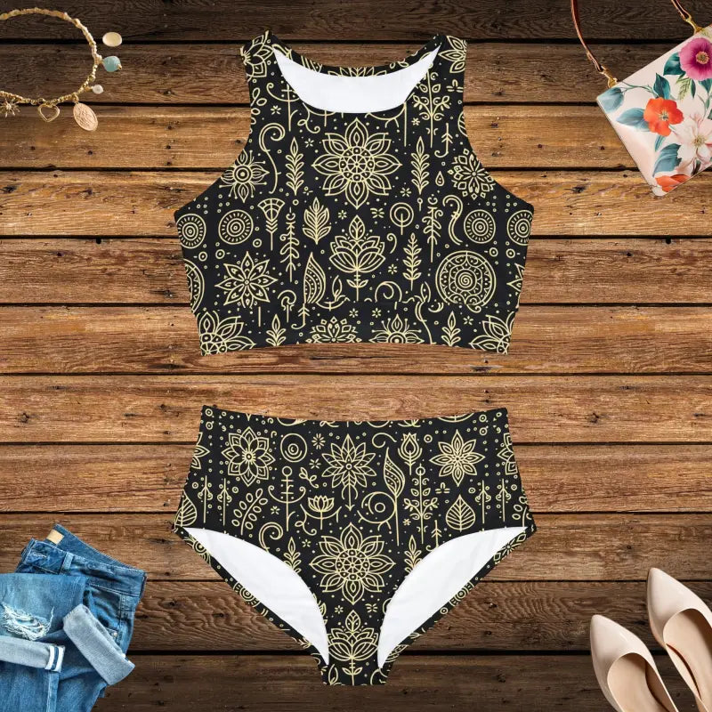 Floral Fitness Bikini - 4-Way Stretch Sporty Set - DipaliZ