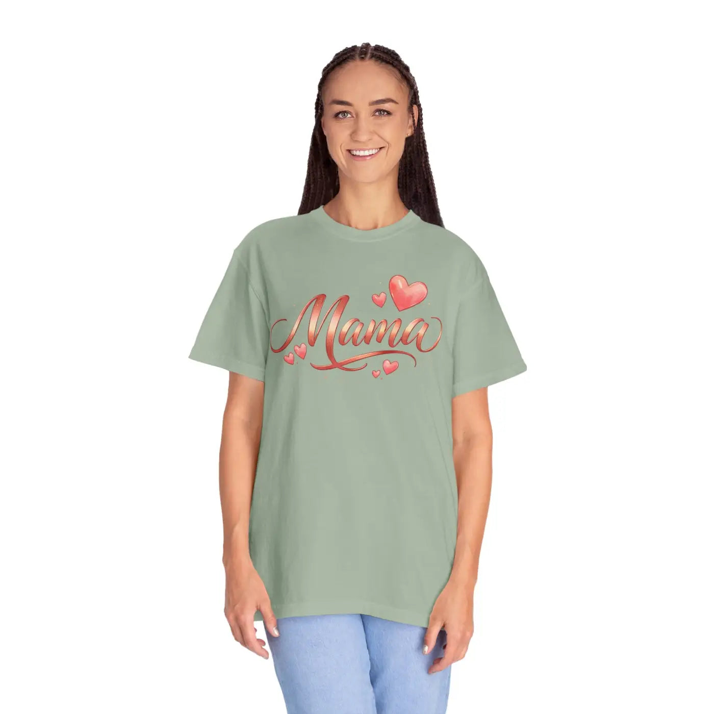Floral Love Tee - Mama Heart Script Garment-Dyed Cotton - DipaliZ