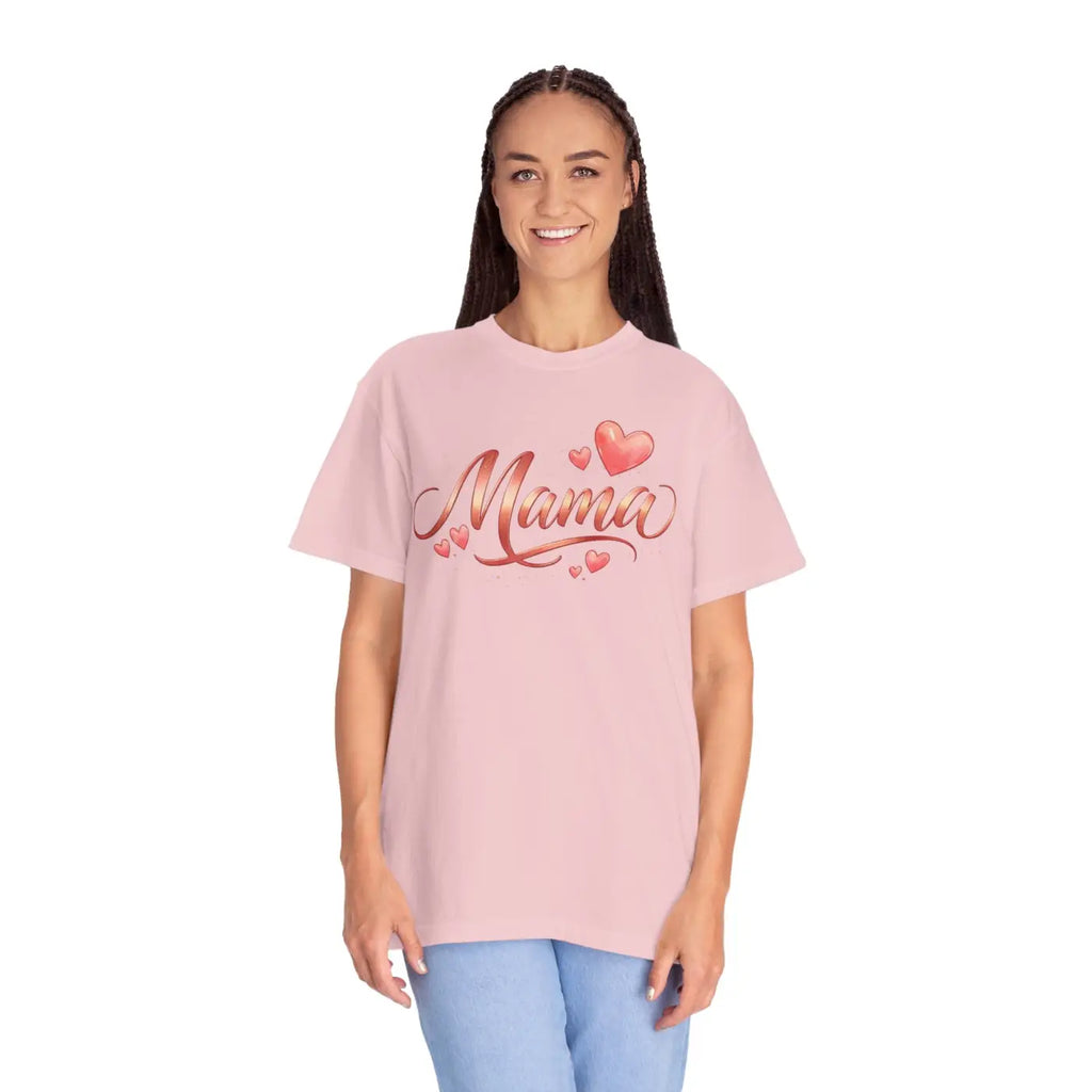 Floral Love Tee - Mama Heart Script Garment-Dyed Cotton - DipaliZ