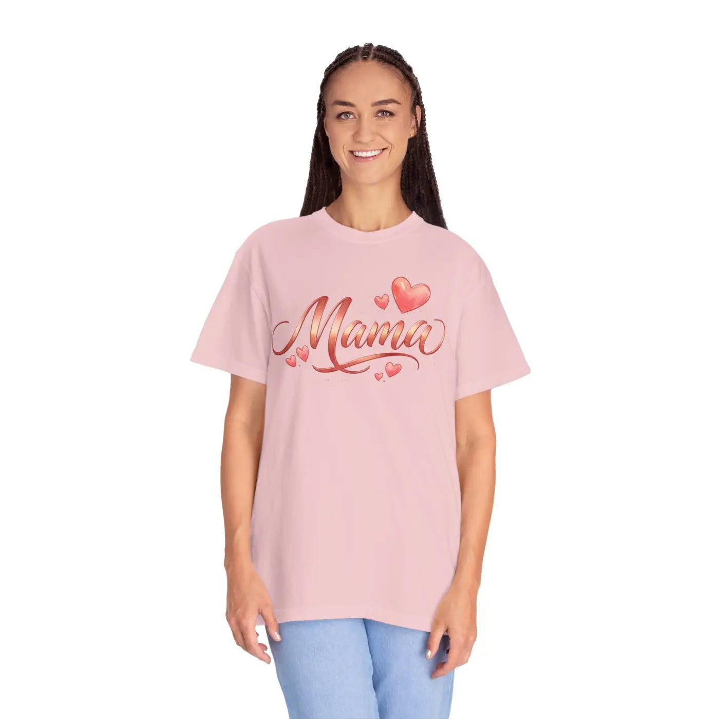Floral Love Tee - Mama Heart Script Garment-Dyed Cotton - DipaliZ