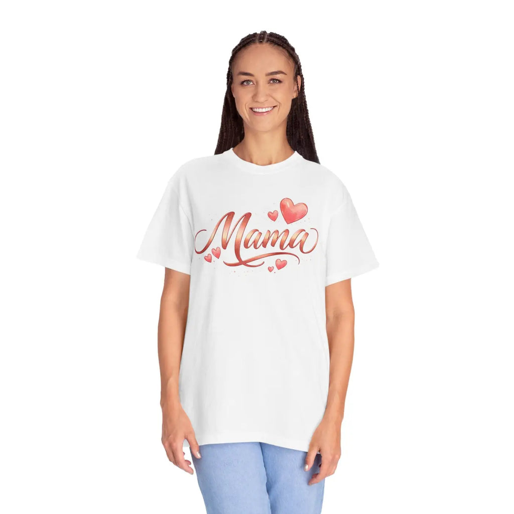 Floral Love Tee - Mama Heart Script Garment-Dyed Cotton - DipaliZ
