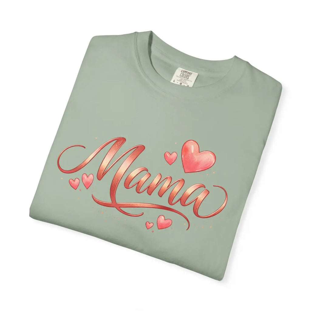 Floral Love Tee - Mama Heart Script Garment-Dyed Cotton - DipaliZ