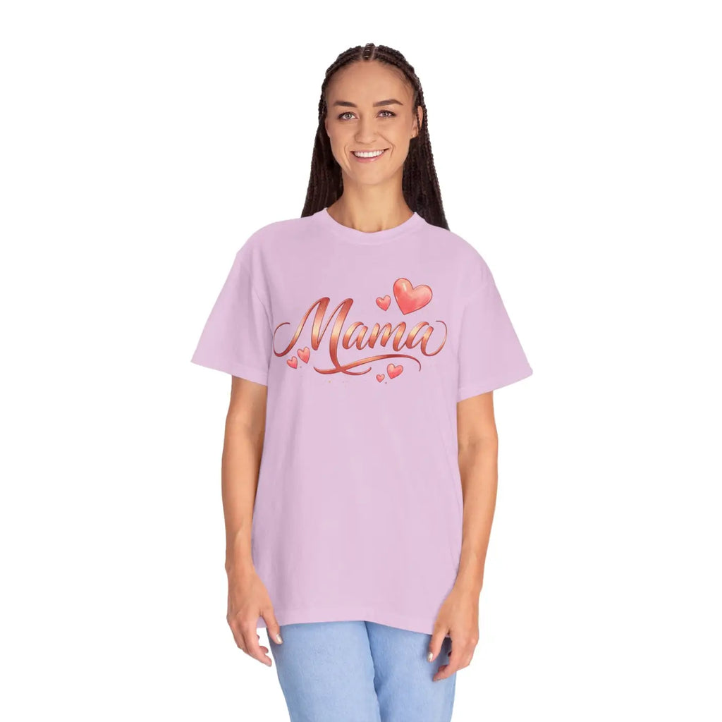 Floral Love Tee - Mama Heart Script Garment-Dyed Cotton - DipaliZ