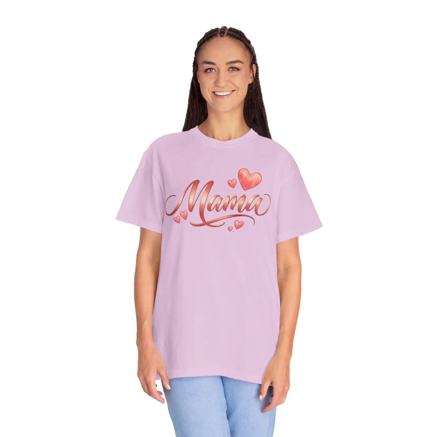 Floral Love Tee - Mama Heart Script Garment-Dyed Cotton - DipaliZ