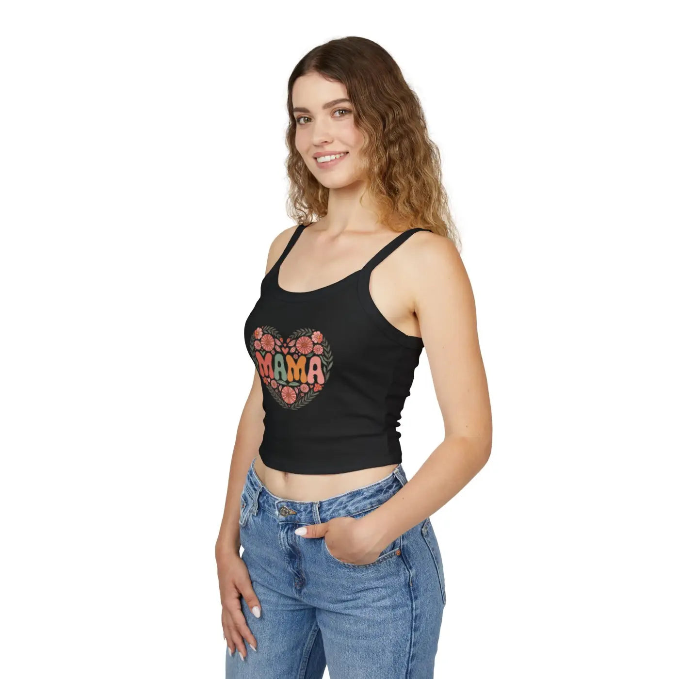 Cool Summer Spaghetti Strap Tank - Mama Love Floral - DipaliZ