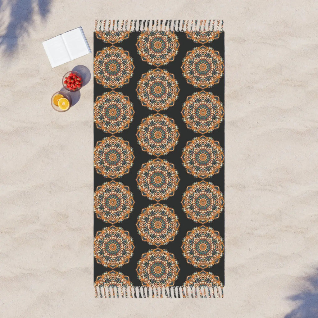 Boho Beach Blanket - Mandal Abstract Geometric Pattern - DipaliZ