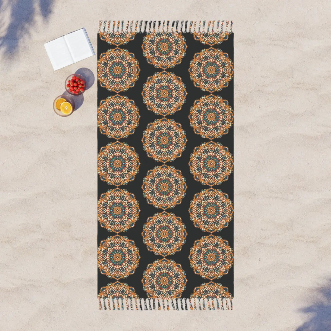 Boho Beach Blanket - Mandal Abstract Geometric Pattern - DipaliZ