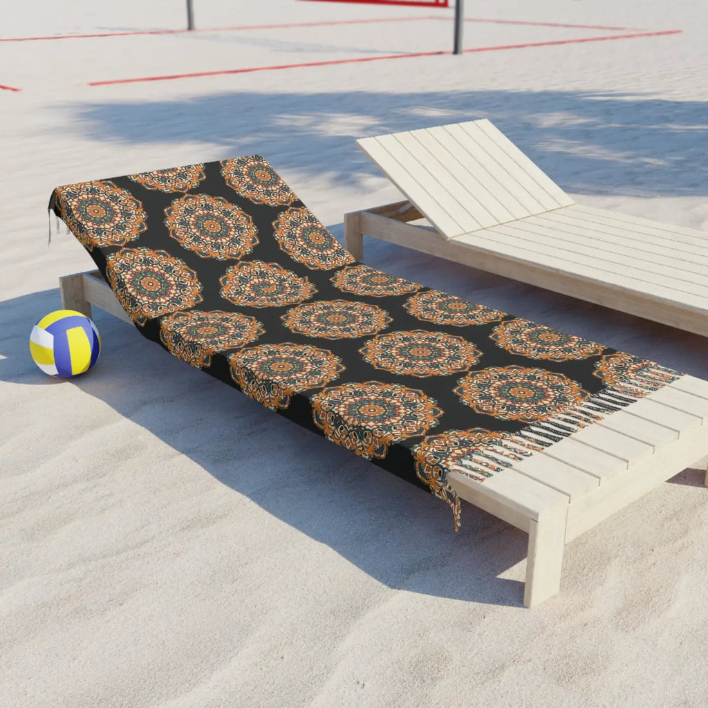 Boho Beach Blanket - Mandal Abstract Geometric Pattern - DipaliZ