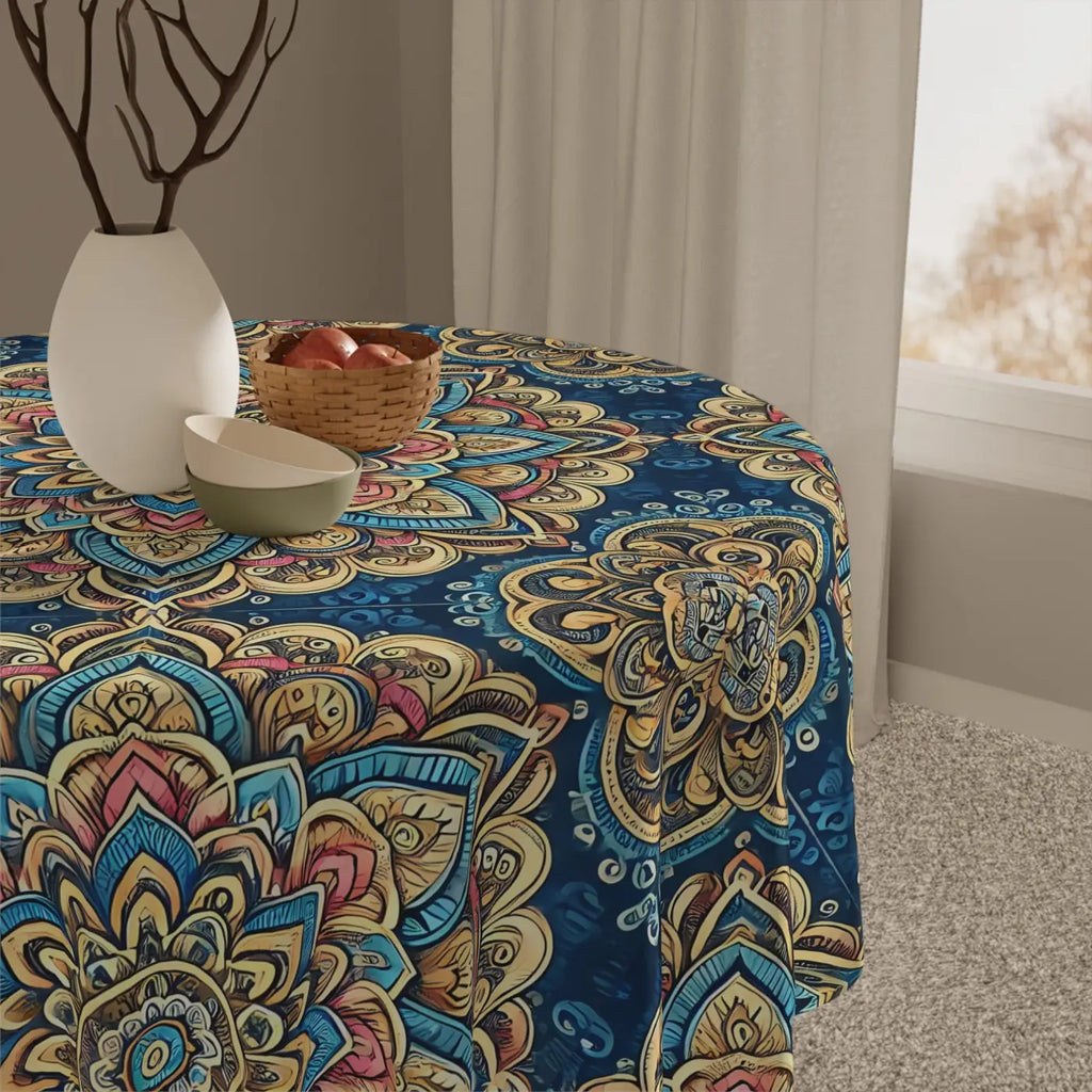 Vibrant Mandal Pattern Tablecloth - Dining Decor - DipaliZ