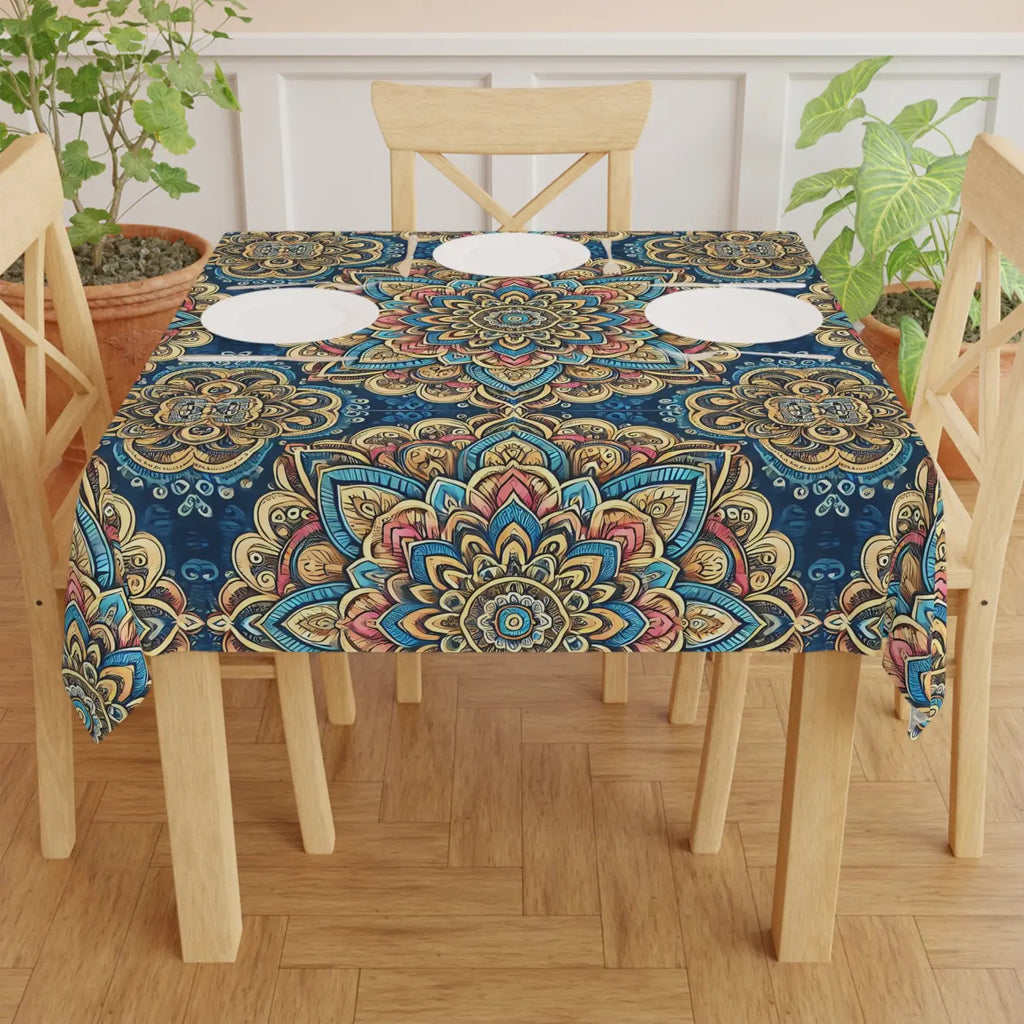 Vibrant Mandal Pattern Tablecloth - Dining Decor - DipaliZ