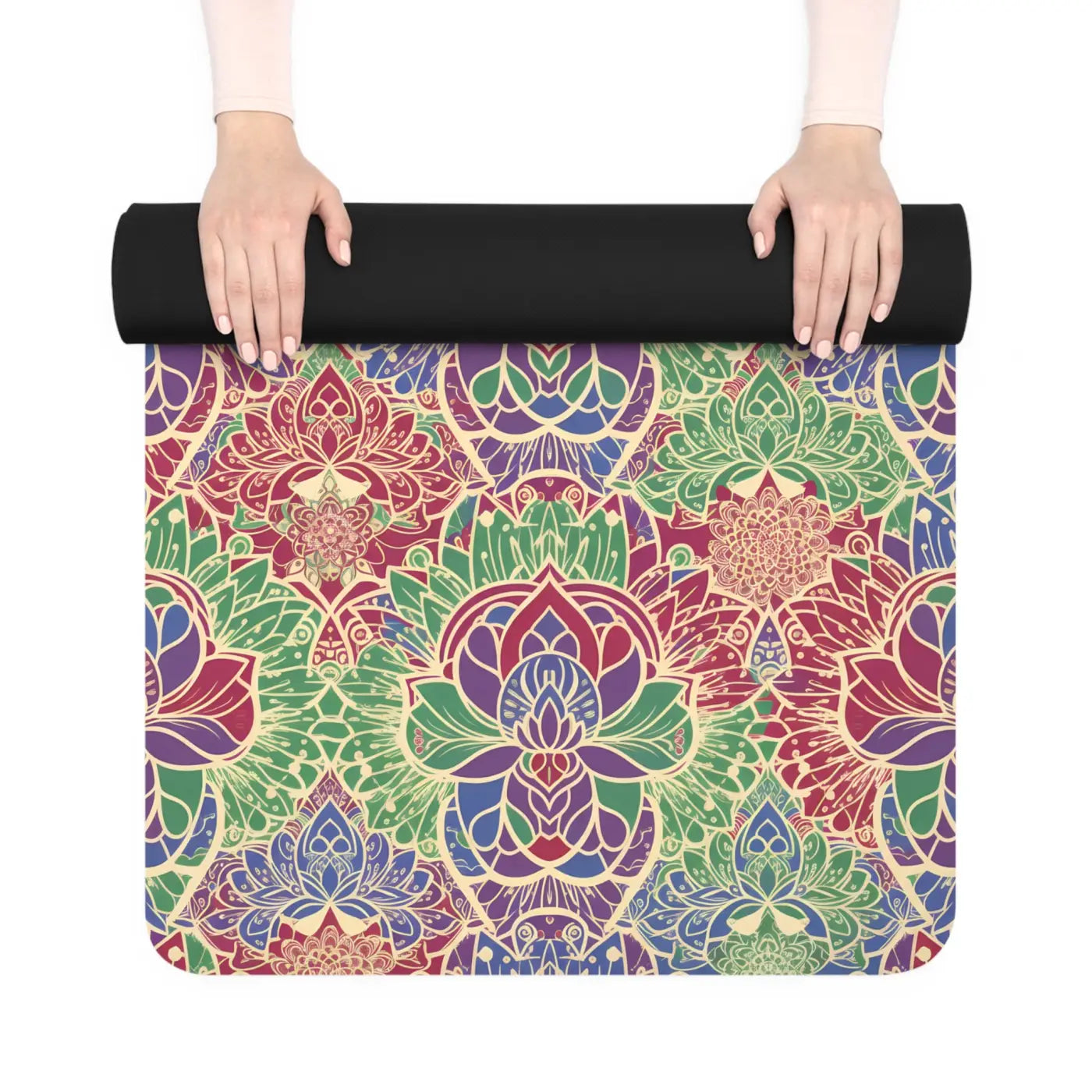 Floral Rubber Yoga Mat - Luxury Grip Natural Rubber - DipaliZ