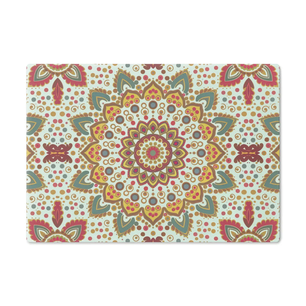 Mandala Pattern Cutting Board - Tempered Glass Kitchen Art - DipaliZ