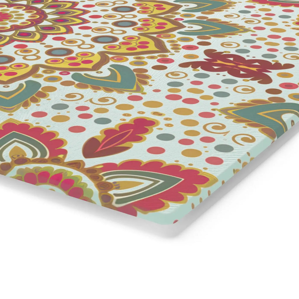 Mandala Pattern Cutting Board - Tempered Glass Kitchen Art - DipaliZ